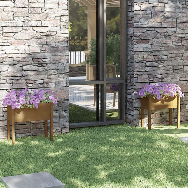 vidaXL Fioriere 2 pz Ambra 70x31x70 cm in Legno Massello di Pino