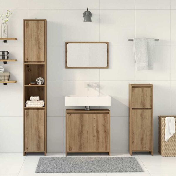 vidaXL Set Mobili da Bagno 4 pz Rovere Artigianale Legno Multistrato