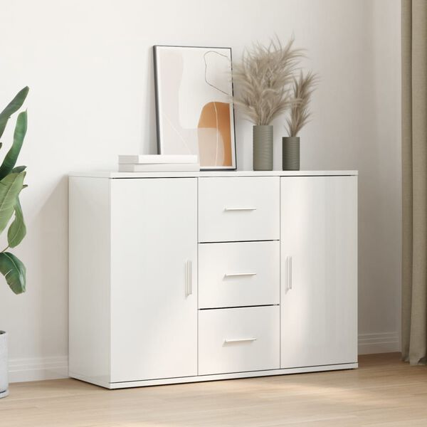 vidaXL Credenza Bianco Lucido 90,5x29,5x65 cm in Truciolato
