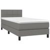 vidaXL Letto a Molle Materasso e LED Grigio Scuro 80x200 cm in Tessuto