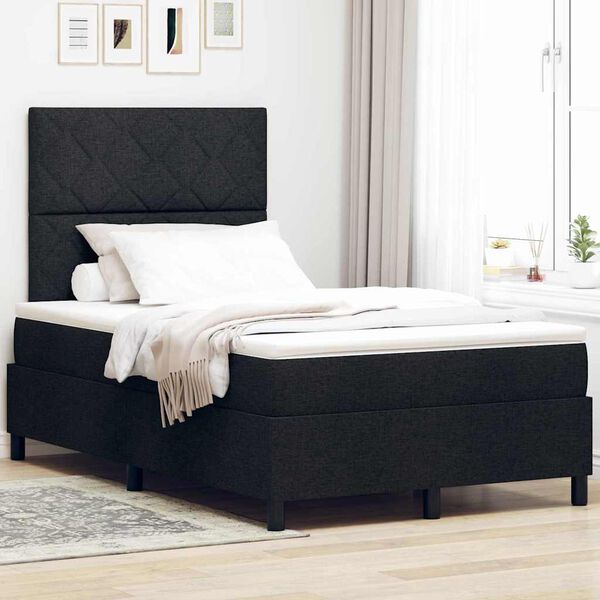 vidaXL Letto a molle con materasso Nero 120 x 190 cm Tessuto