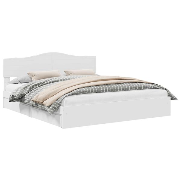 vidaXL Letto con Contenitore Bianco 200 x 200 cm Legno multistrato