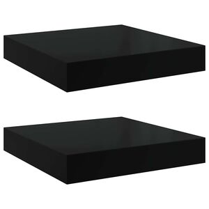 vidaXL Scaffali a Parete 2 pz Nero Lucido 23x23,5x3,8 cm in MDF