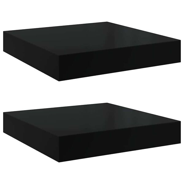 vidaXL Scaffali a Parete 2 pz Nero Lucido 23x23,5x3,8 cm in MDF