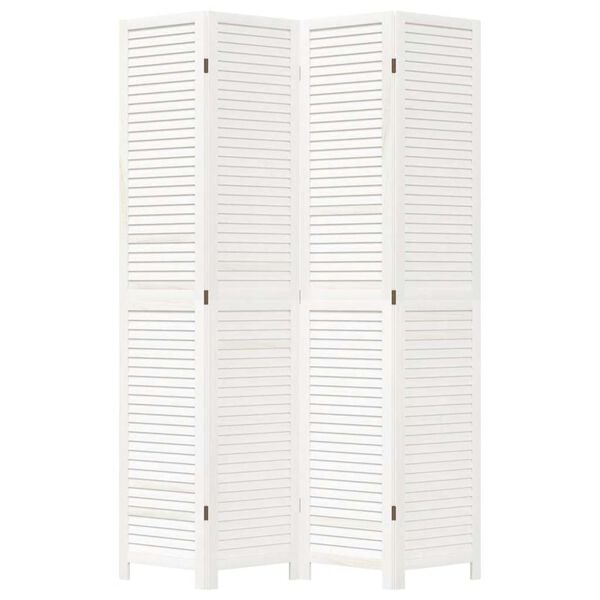 vidaXL Divisorio Ambienti 4Pannelli Bianco Legno Massello di Paulownia