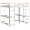 vidaXL Letto Soppalco Scrivania e Scala Bianco 180x200cm Massello Pino