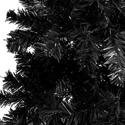 vidaXL Albero di Natale Sottile Preiluminato con Palline Nero 180 cm