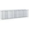vidaXL Letto rialzato in gabbione 2 pz 300 x 50 x 80 cm Argento