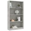 vidaXL Libreria 4 Ripiani Grigio Cemento 80x24x142cm Legno Multistrato
