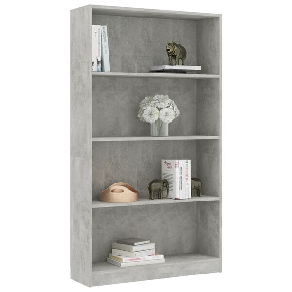 vidaXL Libreria 4 Ripiani Grigio Cemento 80x24x142cm Legno Multistrato