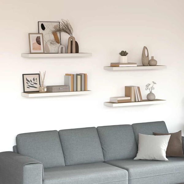 vidaXL Scaffali a Parete 4 pz Rovere e Bianco 80x23,5x3,8 cm in MDF