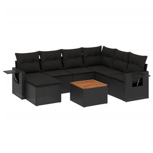 vidaXL Set Divani da Giardino con Cuscini 8 pz Nero in Polyrattan