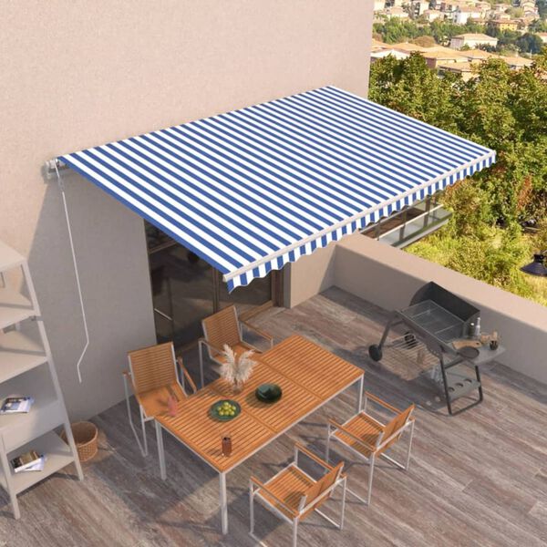 vidaXL Tenda da Sole Retrattile Automatica 500x350 cm Blu e Bianca