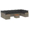 vidaXL Set Divani da Giardino 11 pz con Cuscini in Polyrattan Grigio
