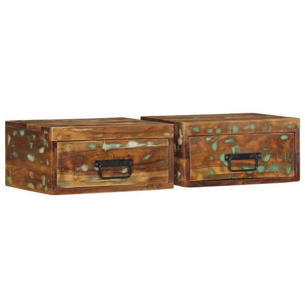 vidaXL Comodini da Parete 2pz in Legno Massello di Recupero