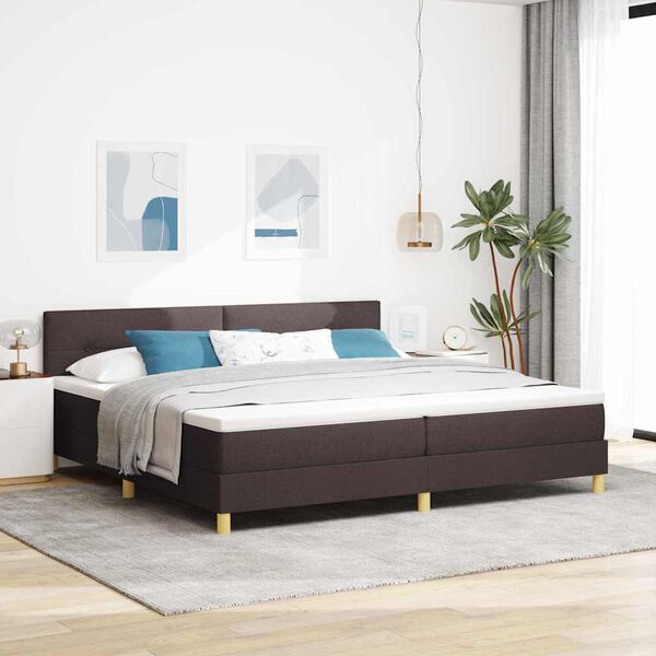 vidaXL Letto box spring con materasso Marrone scuro 200 x 200 cm