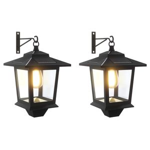 vidaXL Lampada da Muro with LED Bulb 2 pz Nero 19 x 14 x 25 cm