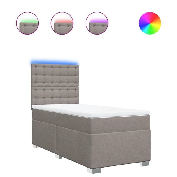 vidaXL Giroletto a Molle con Materasso Tortora 80x200 cm inTessuto