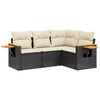 vidaXL Set Divani da Giardino 4 pz con Cuscini Nero in Polyrattan