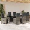 vidaXL Set da Pranzo per Giardino con cuscino 7 pcs Grigio polyrattan