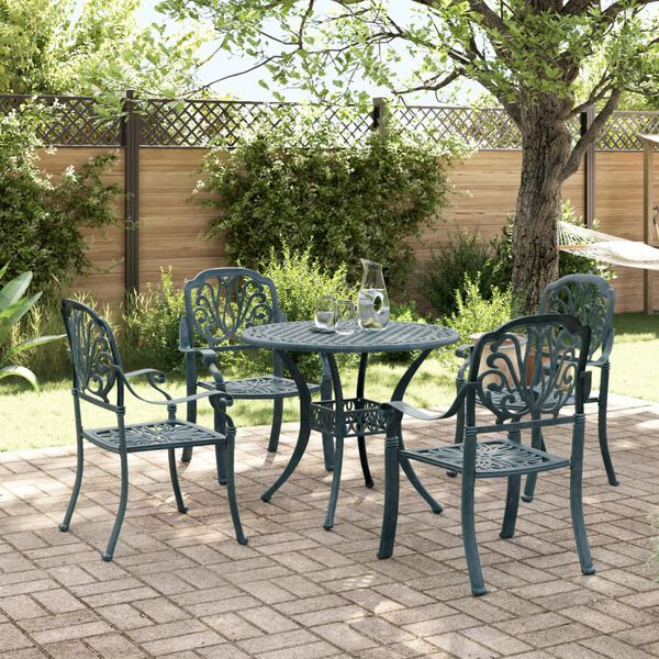 vidaXL Set da Pranzo da Giardino 5 pz Verde in Alluminio Pressofuso