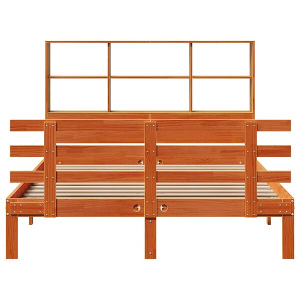 vidaXL Letto Libreria senza Materasso Marrone Cera 150x200 cm in Pino