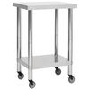 vidaXL Tavolo da Lavoro Cucina con Ruote 60x60x85 cm in Acciaio Inox