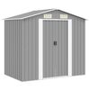 vidaXL Capanno per Attrezzi in Metallo Grigio 204x132x186 cm