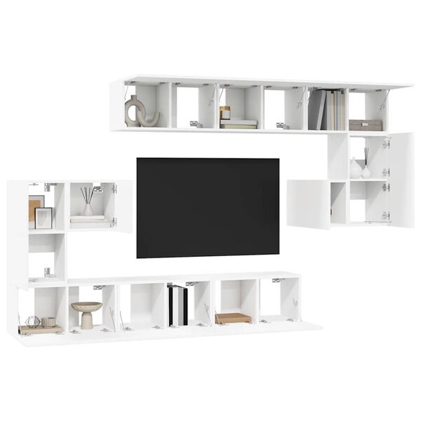 vidaXL Set Mobili Porta TV 10 pz Bianco in Legno Multistrato