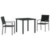 vidaXL Set da Pranzo per Giardino 3 pcs Nero Rattan in PE
