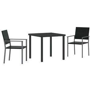 vidaXL Set da Pranzo per Giardino 3 pcs Nero Rattan in PE