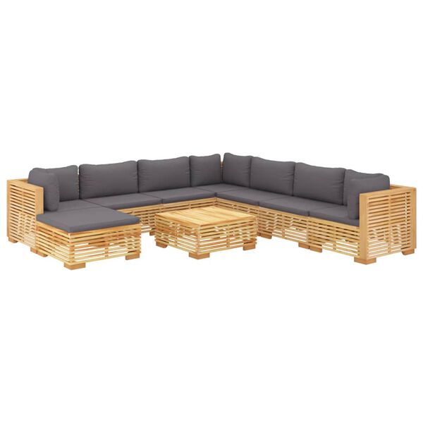 vidaXL Set Divani da Giardino 9 pz con Cuscini Legno Massello di Teak