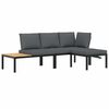 vidaXL Set Divani da Giardino 3 pz con Cuscini in Alluminio Nero