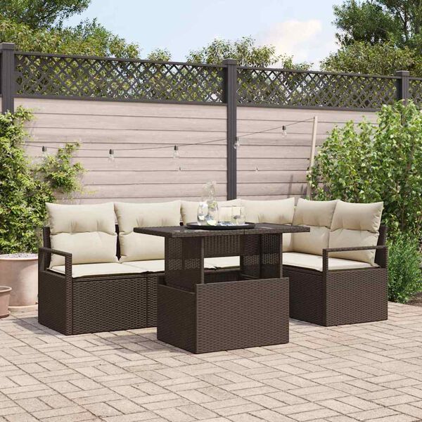vidaXL Set Divano da Giardino 6 pcs Marrone e crema polyrattan