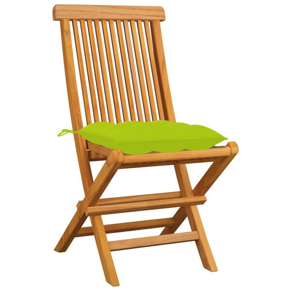 vidaXL Sedie da Giardino Cuscini Verde Brillante 4 pz Massello di Teak