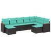 vidaXL Set Divani da Giardino 9 pz con Cuscini Nero in Polyrattan