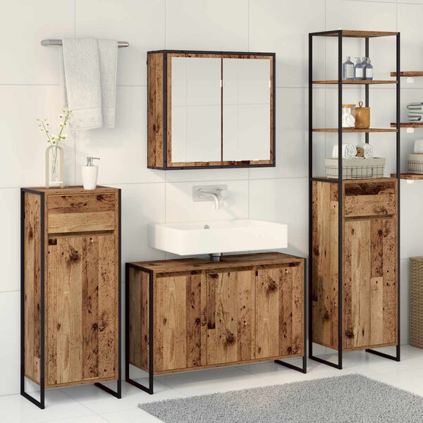 vidaXL Set di mobili per il bagno Legno vecchio Legno multistrato