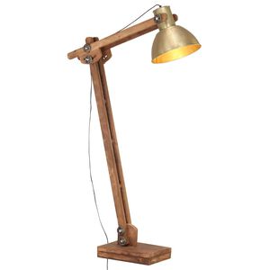 vidaXL Lampada da Pavimento Ottone in Legno Massello di Mango E27