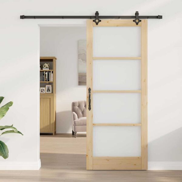 vidaXL Porta scorrevole ORKDAL Naturale e Nero 86 x 211 cm