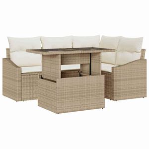 vidaXL Set Divano da Giardino 5 pcs Beige e Crema polyrattan