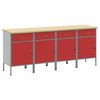 vidaXL Mobile da lavoro 4 pcs Rosso e Grigio 200 x 55 x 85 cm
