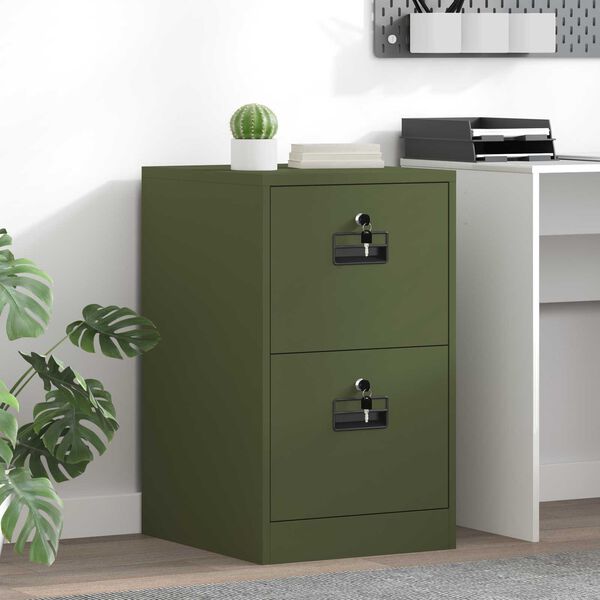 vidaXL Armadio per File con cassetto Verde oliva 44 x 50 x 106.5 cm