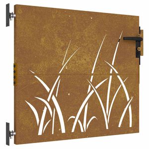 vidaXL Cancello da giardino 85x100 cm in acciaio Corten con design erba