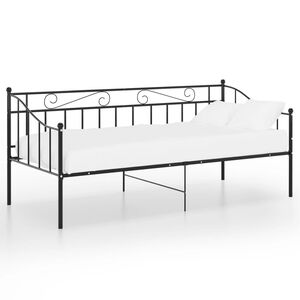 vidaXL Divano Letto Telaio Nero in Metallo 90x200 cm