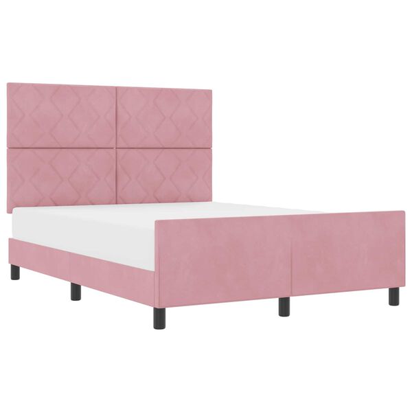 vidaXL Letto a molle con testiera Rosa 160 x 200 cm Velluto