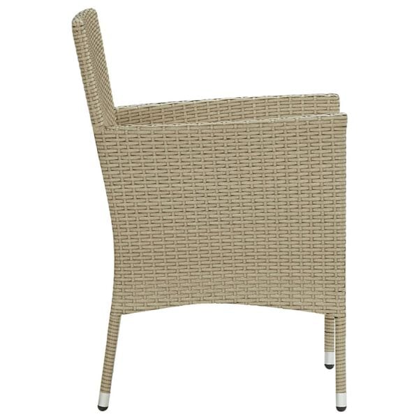 vidaXL Sedie da Pranzo per Giardino 4 pz in Polyrattan Beige