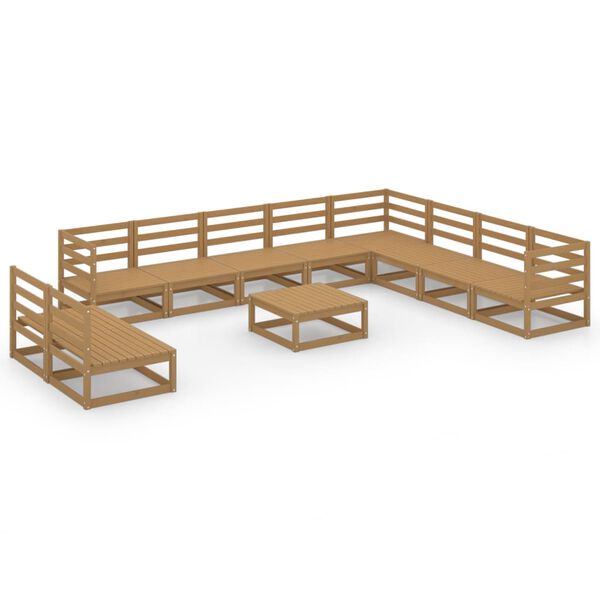vidaXL Set Divani da Giardino 11 pz Marrone Ambra Legno Massello Pino