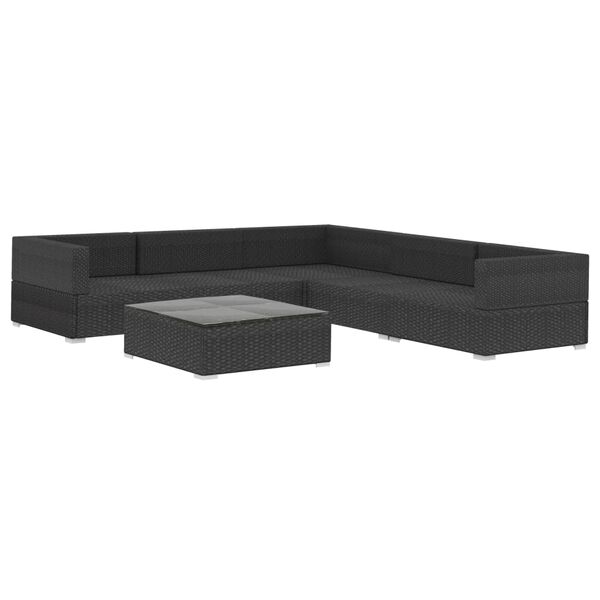 vidaXL Set Divani da Giardino 6 pz con Cuscini in Polyrattan Nero