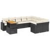 vidaXL Set Divani da Giardino 10pz con Cuscini in Polyrattan Nero