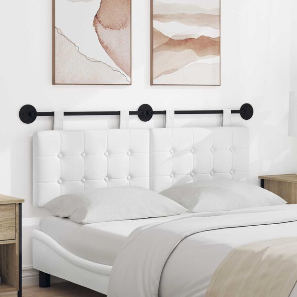 vidaXL Testata appesa Bianco 130 x 55 x 5 cm Tessuto